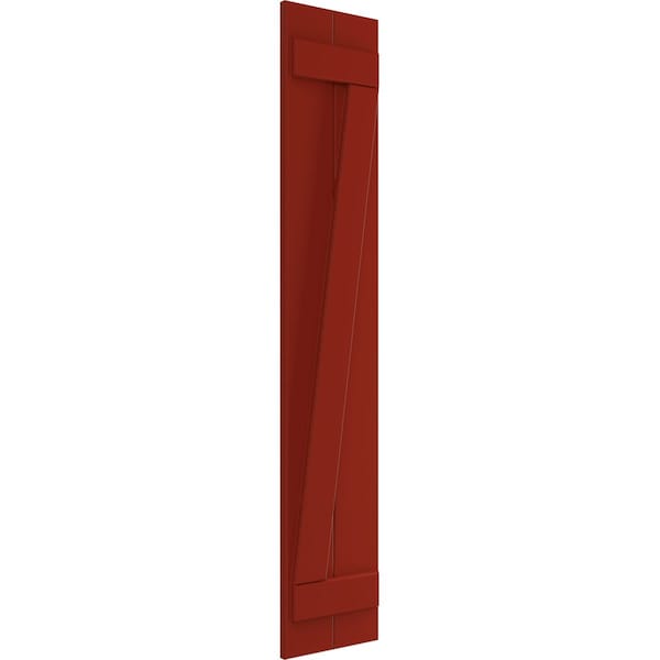 True Fit PVC Two Board Joined Board-n-Batten Shutters W/Z-Bar, Fire Red , 10 3/4W X 55H